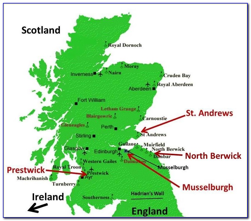 Map Of Scotland Showing Golf Courses