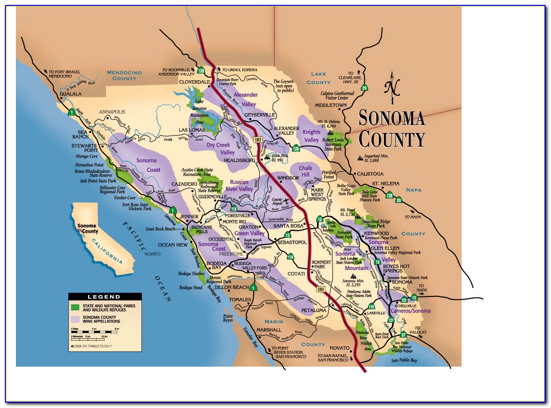 Map Of Sonoma Wine Country
