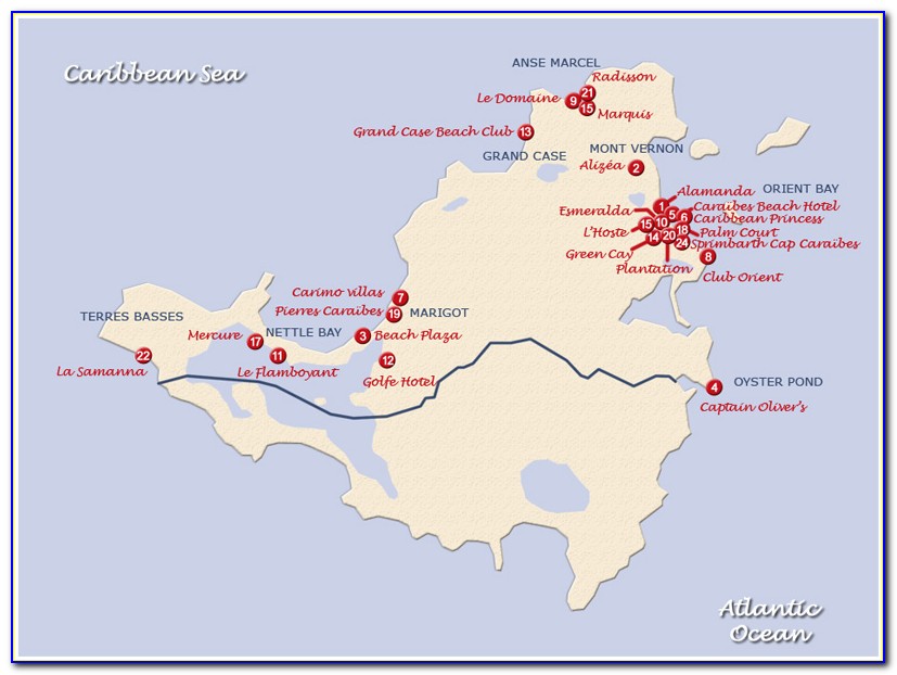 Map Of St Martin Hotels