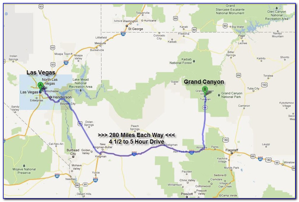 Map Of The Grand Canyon And Surrounding Area