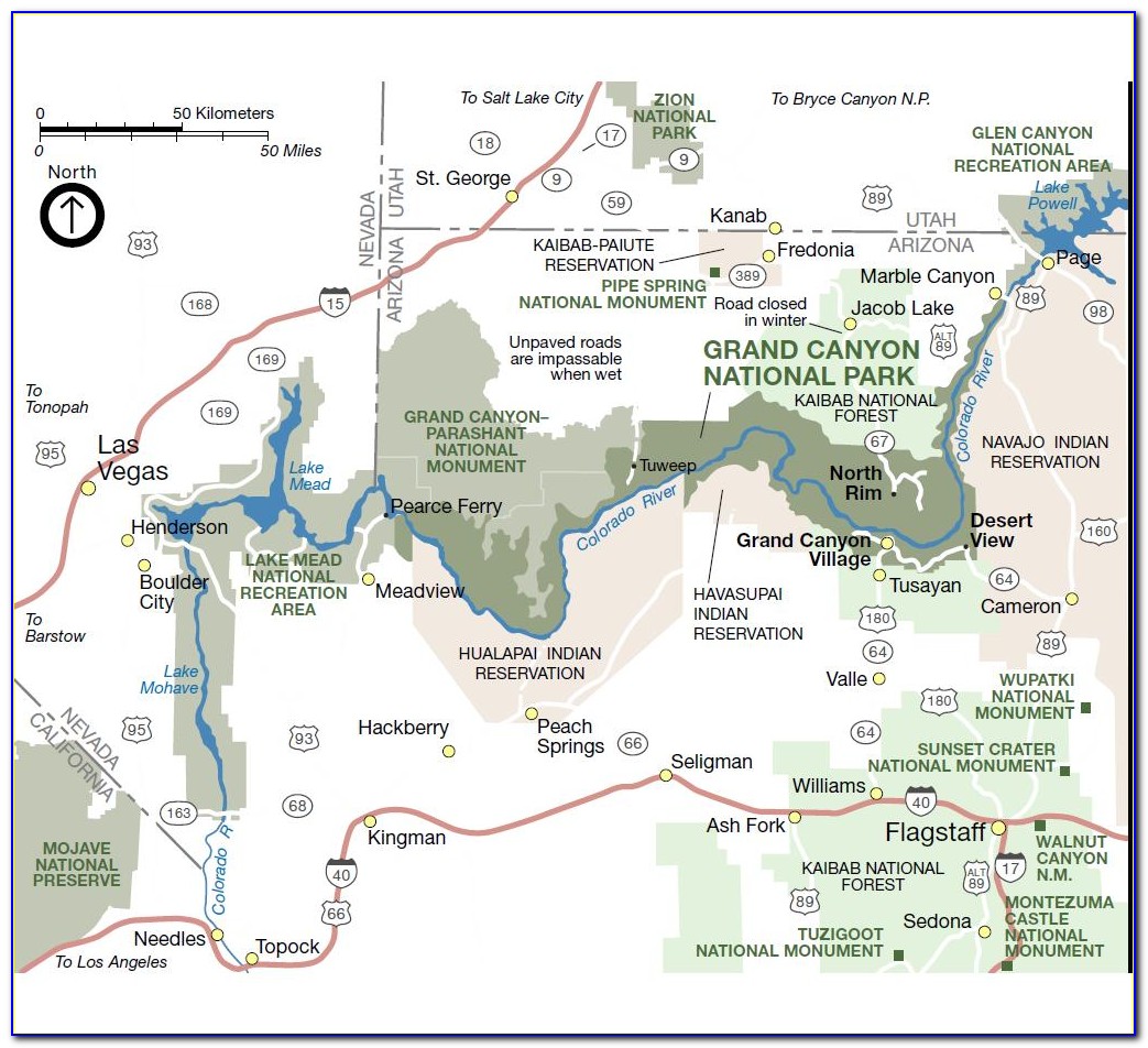 Map Of The Grand Canyon North Rim