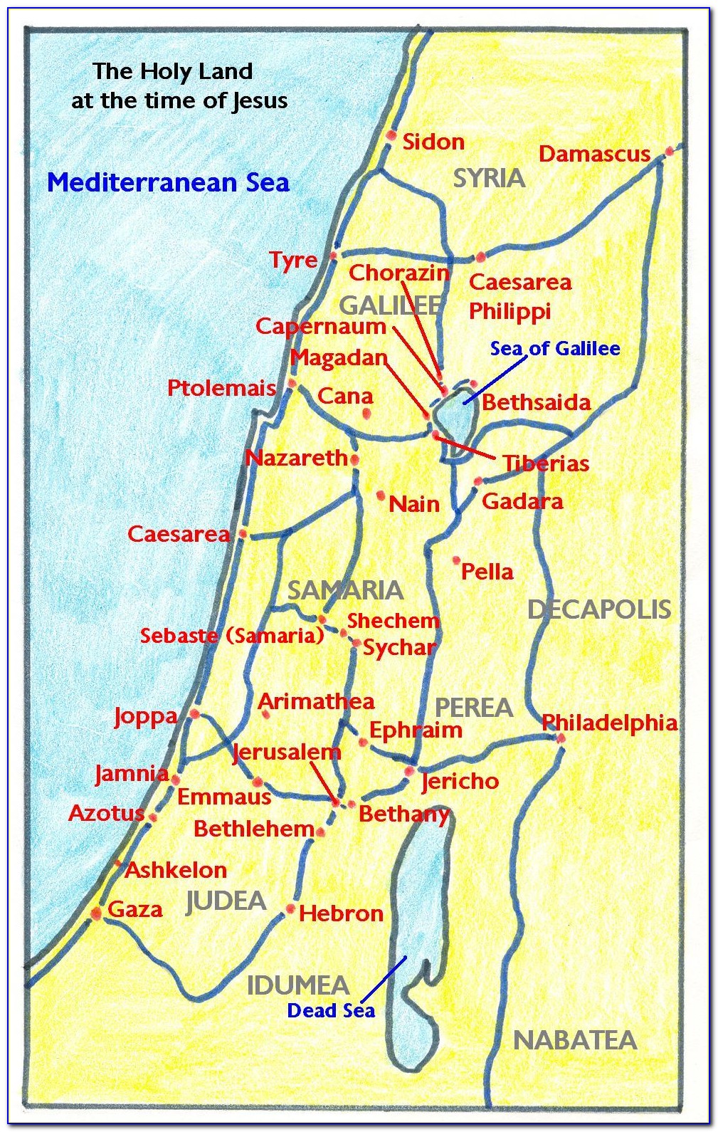 Map Of The Holy Lands In The Old Testament Times