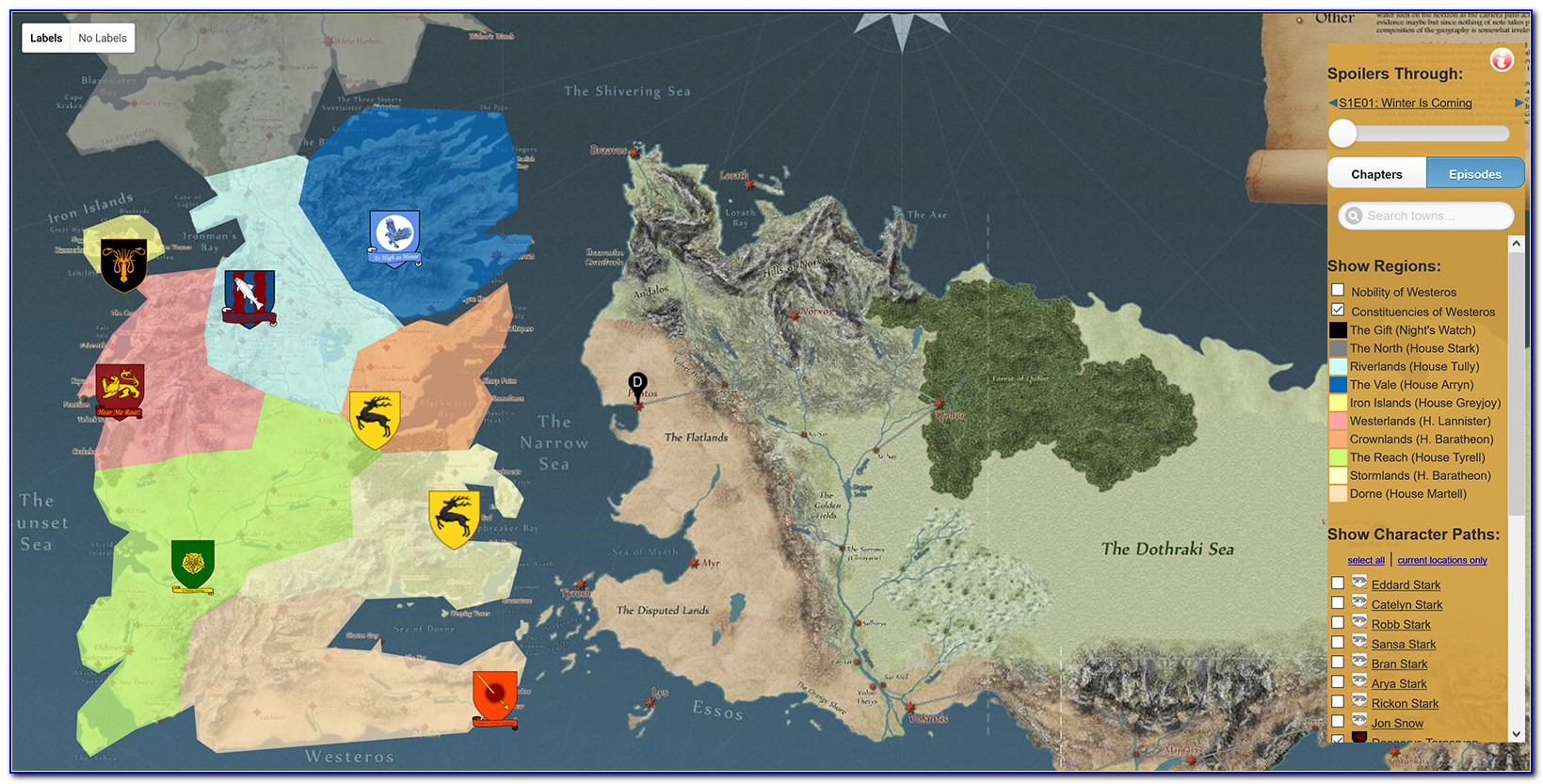 Map Of The Known World Game Of Thrones