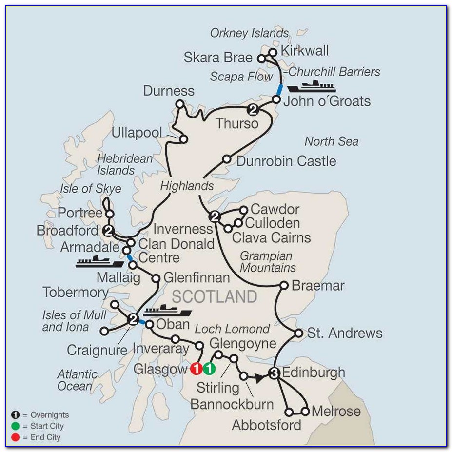 Map Of The Scottish Highlands And Islands