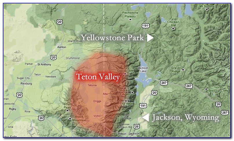 Map Of The Tetons Mountain Range