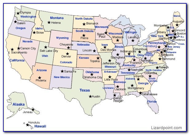 Map Of The Us States And Capitals