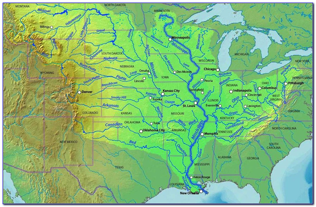 Map Of The Usa Mississippi River