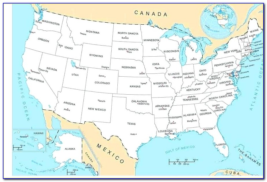 Map Of United States With State Capitals And Major Cities
