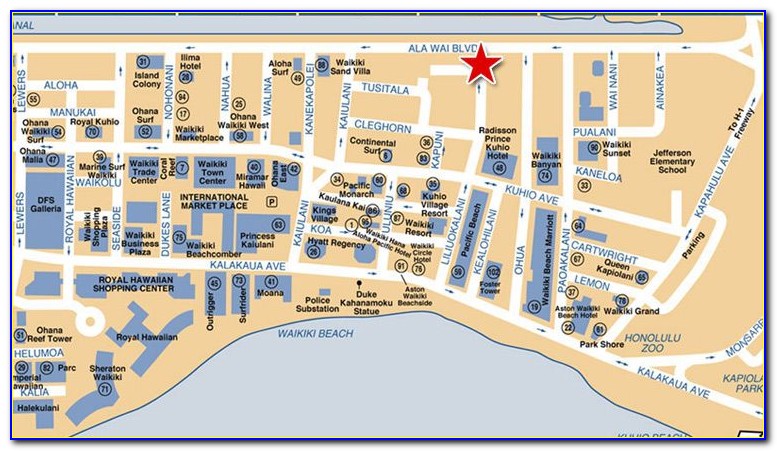 Map Of Waikiki Hotels And Condos