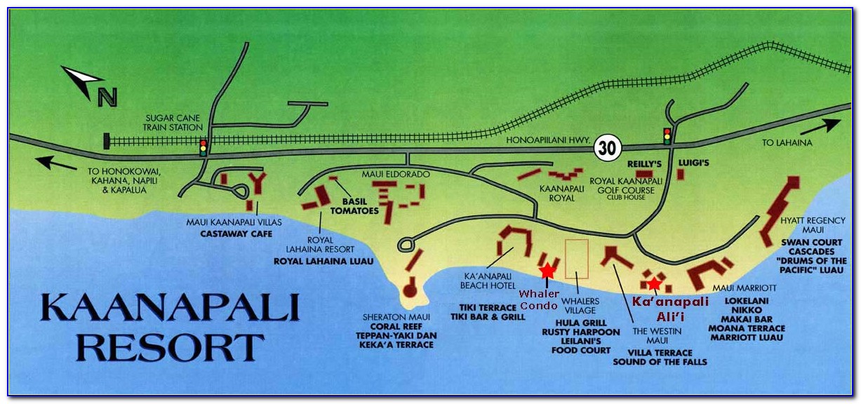Map Of West Maui Hotels And Condos