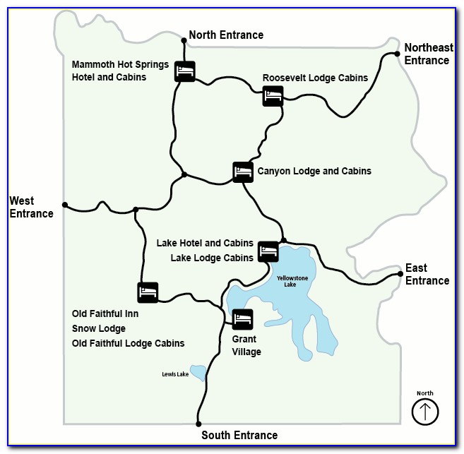 Map Of Yellowstone Lodging In The Park