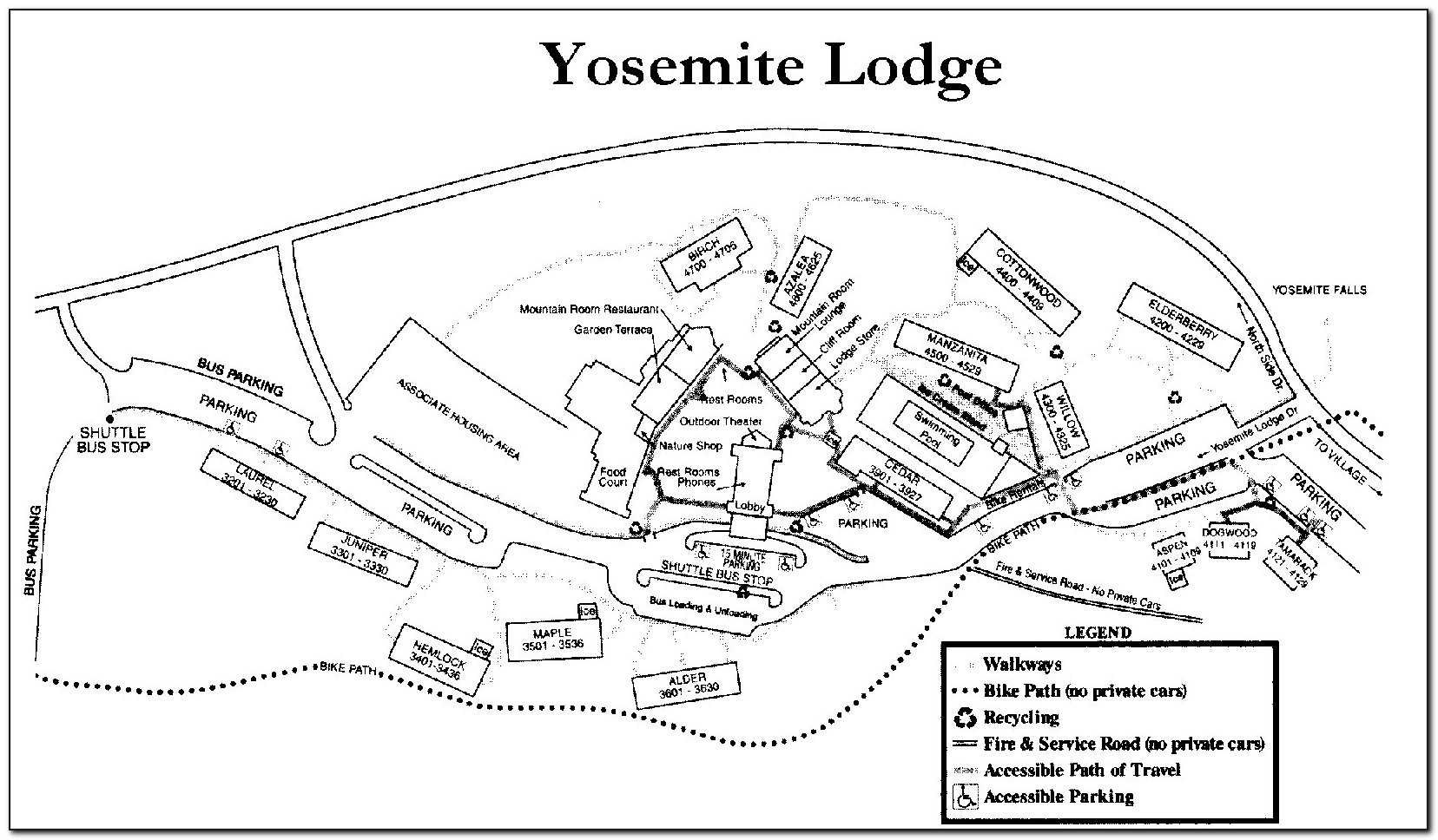 Map Of Yosemite Lodging