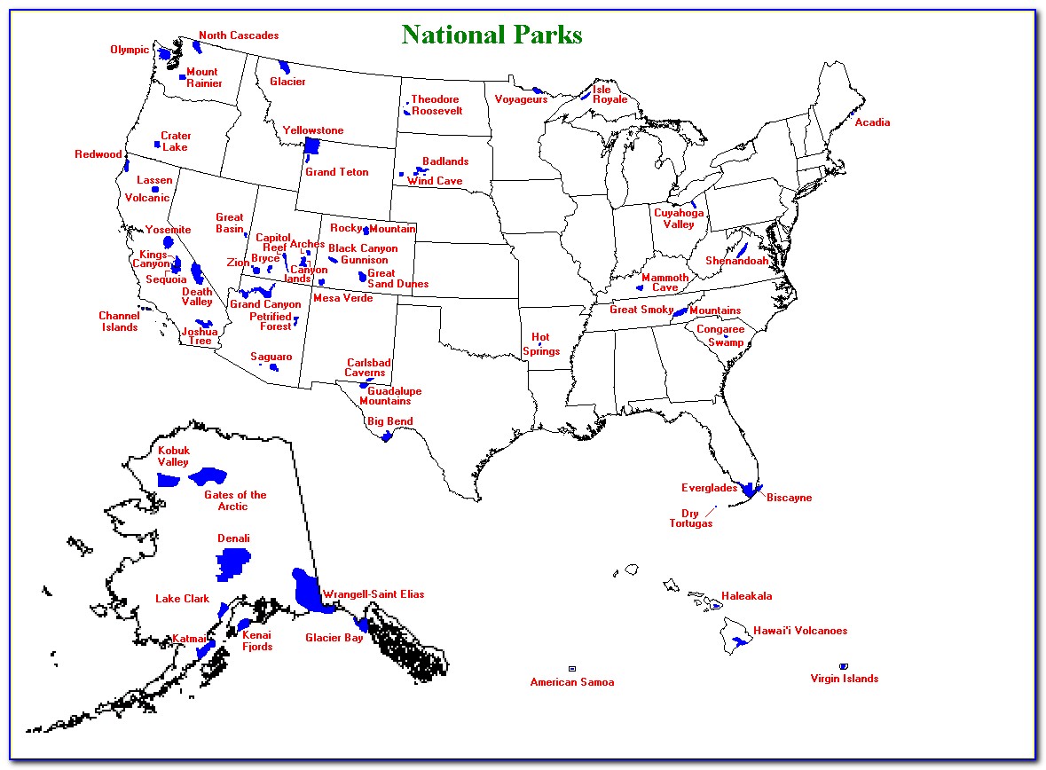 Maps Of National Parks In Usa