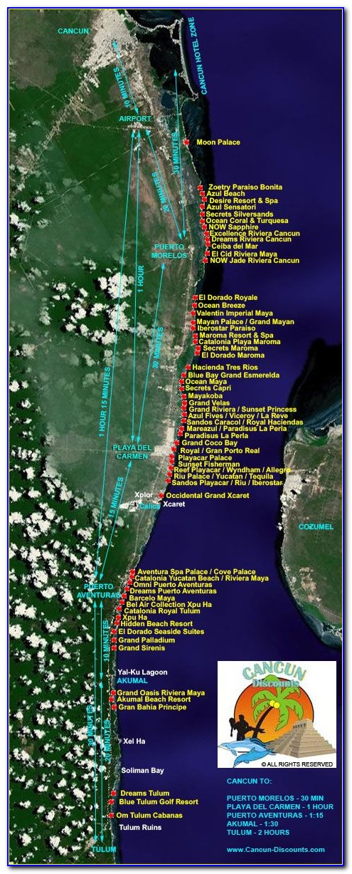 Maya Riviera Hotels Map
