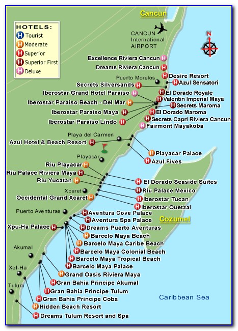 Mayan Riviera Hotels Map