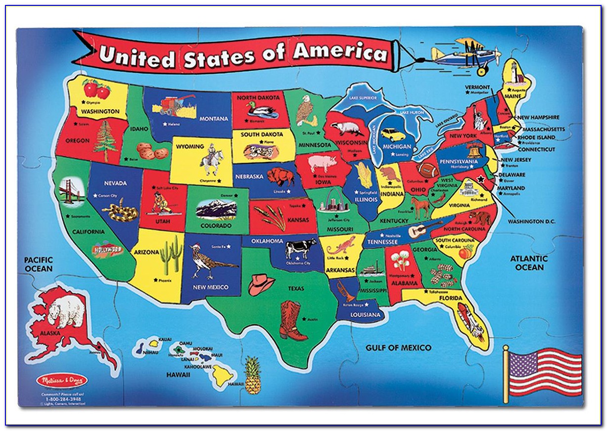 Melissa And Doug Usa Map Wooden Jigsaw Puzzle