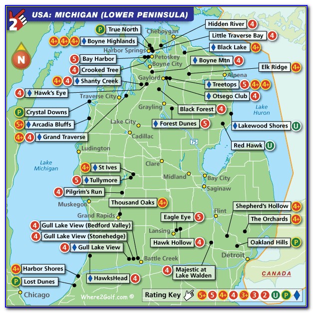 Michigan Golf Resorts Map