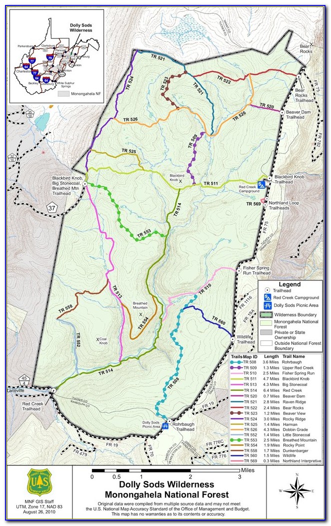 Monongahela National Forest Trail Map