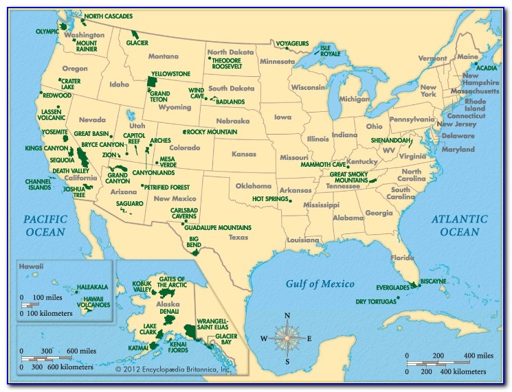 National Parks Of Usa Map