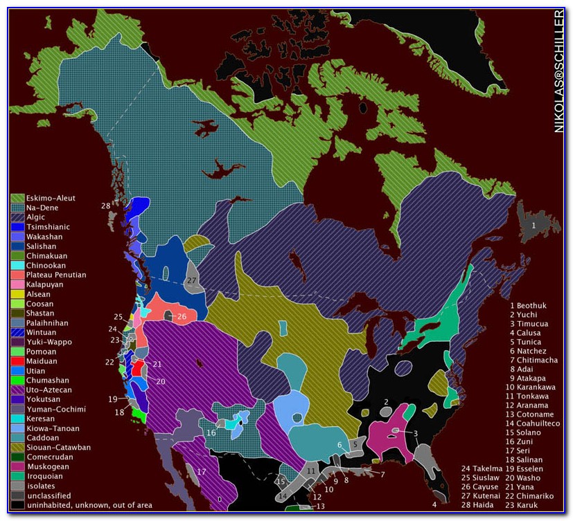 Native American Tribe Map Of North America