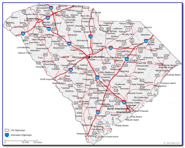 North And South Carolina Map Of Cities And Towns