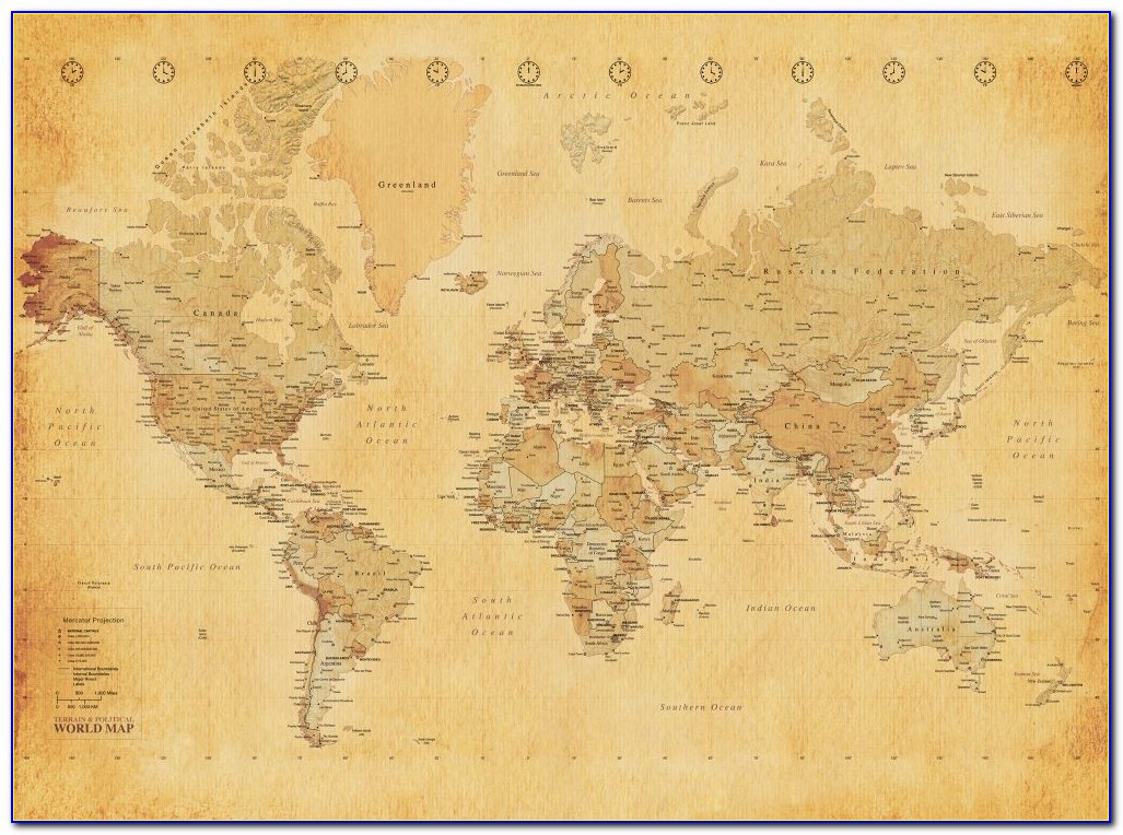 Vintage World Map 3150x2320 B