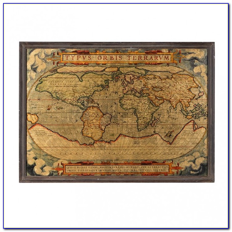 Old Style World Map Framed