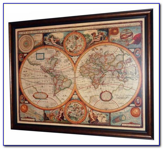Old World Map Framed Art Print