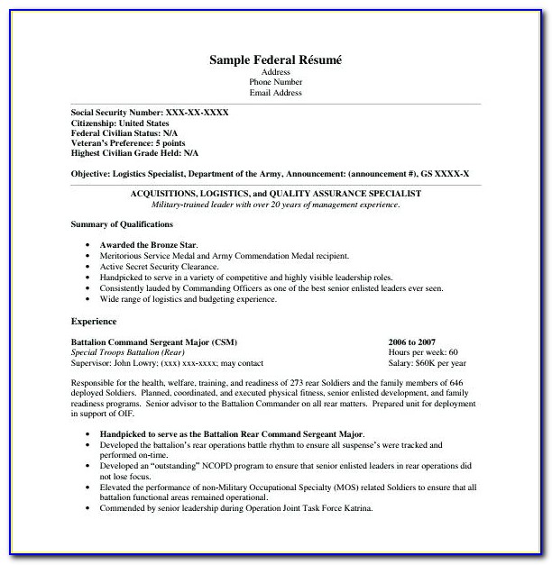 Online Federal Resume Builder