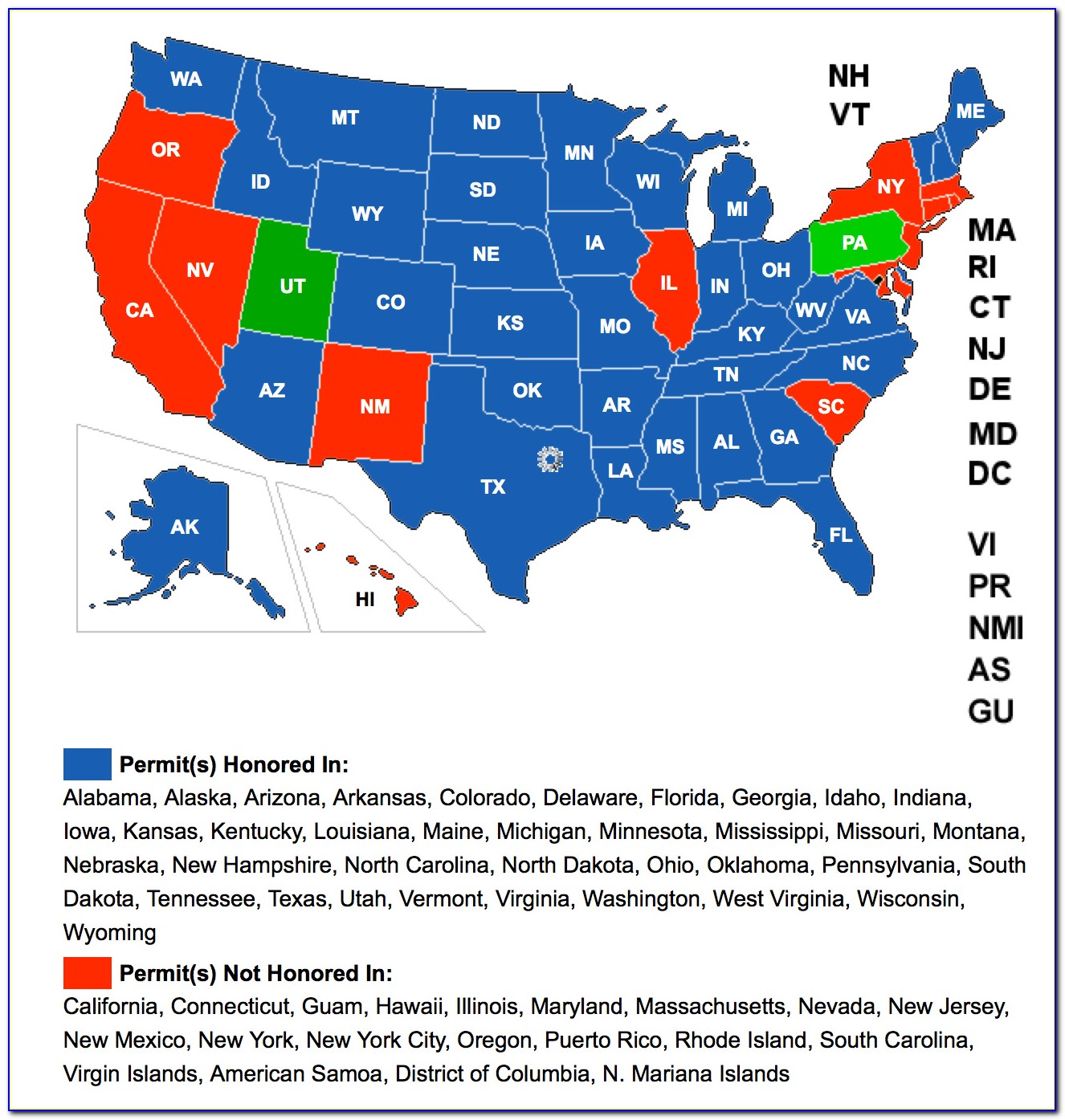 Pa Concealed Weapons Permit Reciprocity Map
