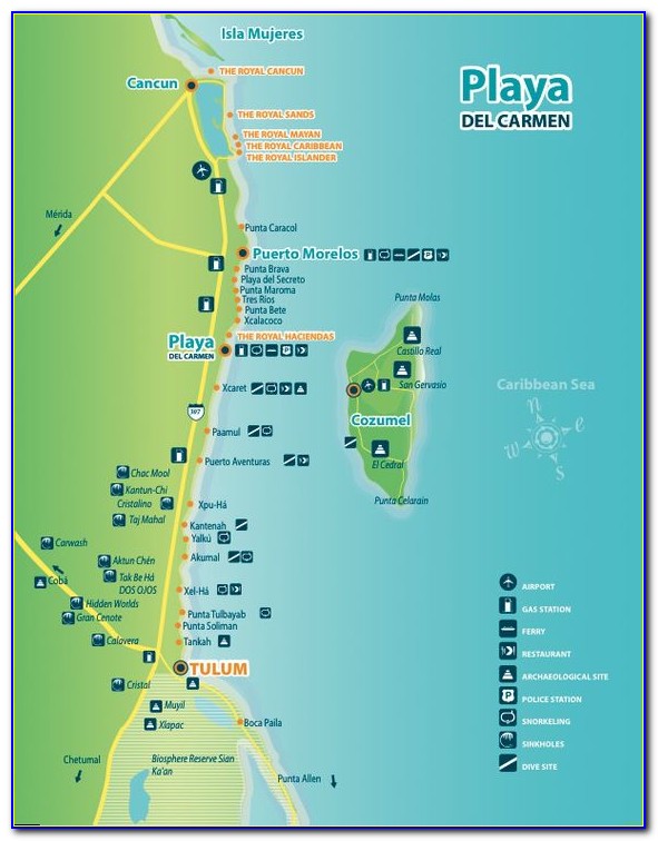 Playa Del Carmen Beachfront Hotels Map