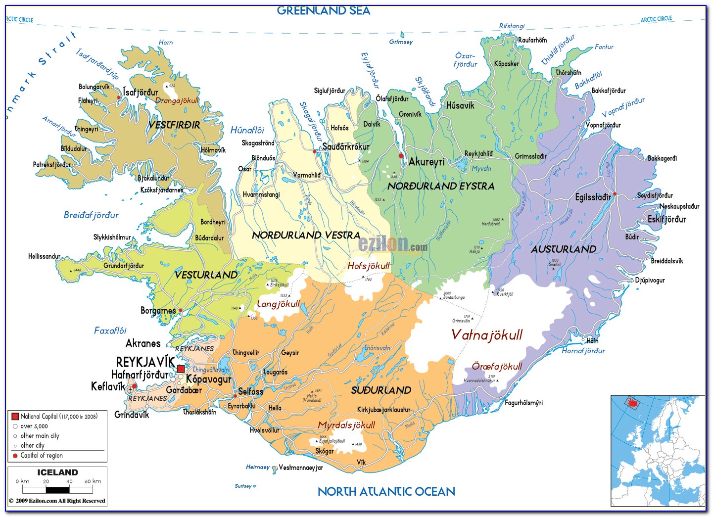 Printable Iceland Road Maps