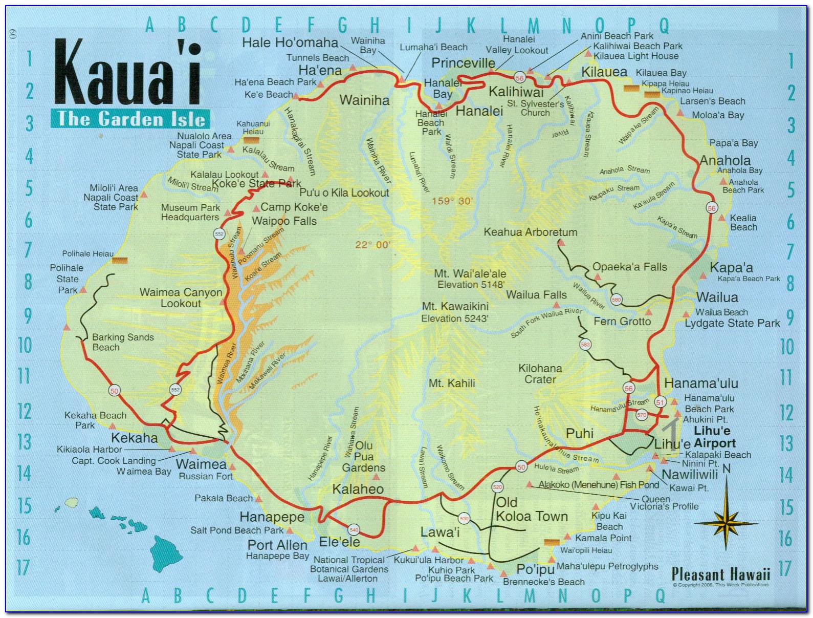 Printable Map Of Kauai Hawaii