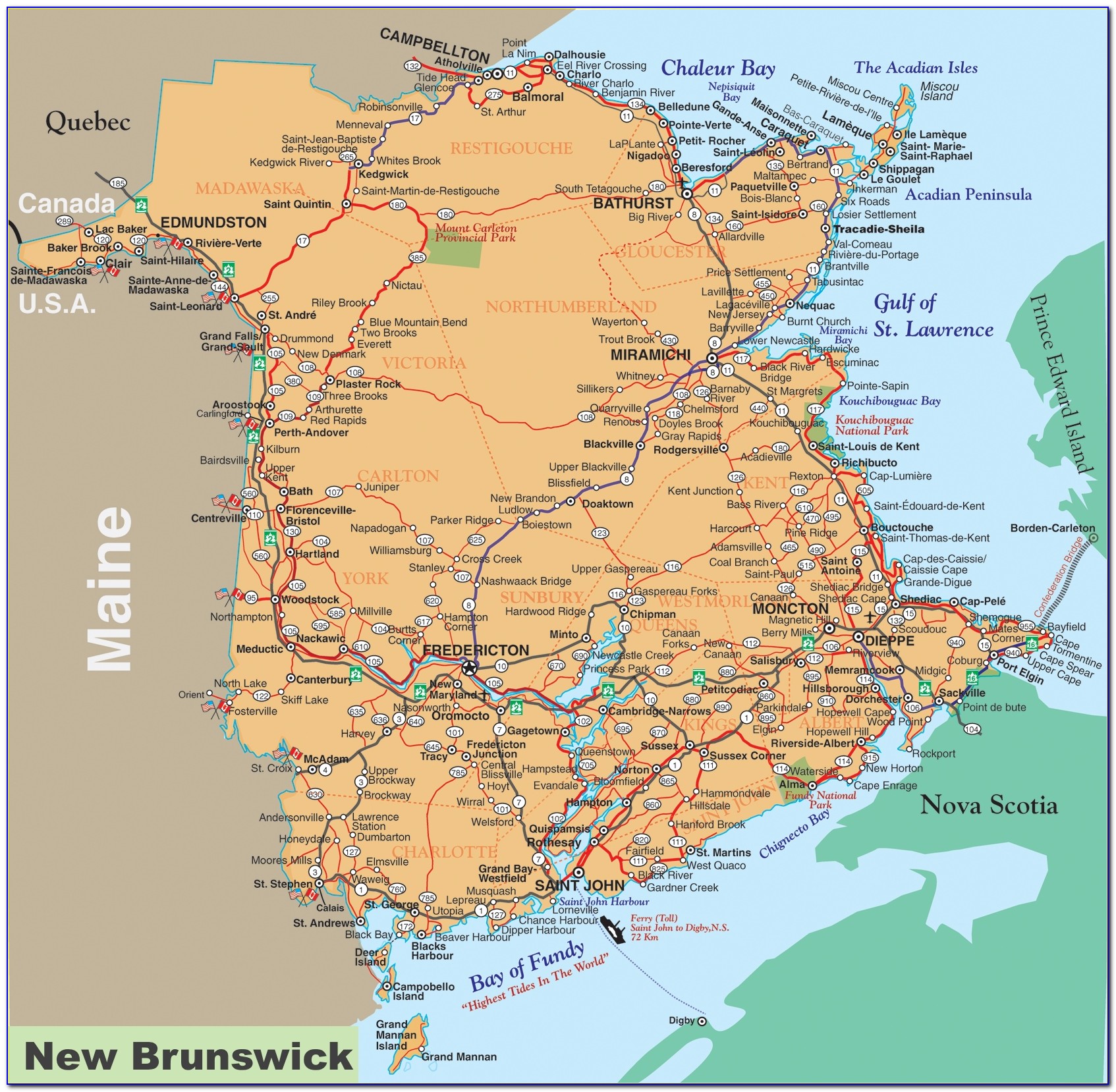 Printable Map Of New Brunswick