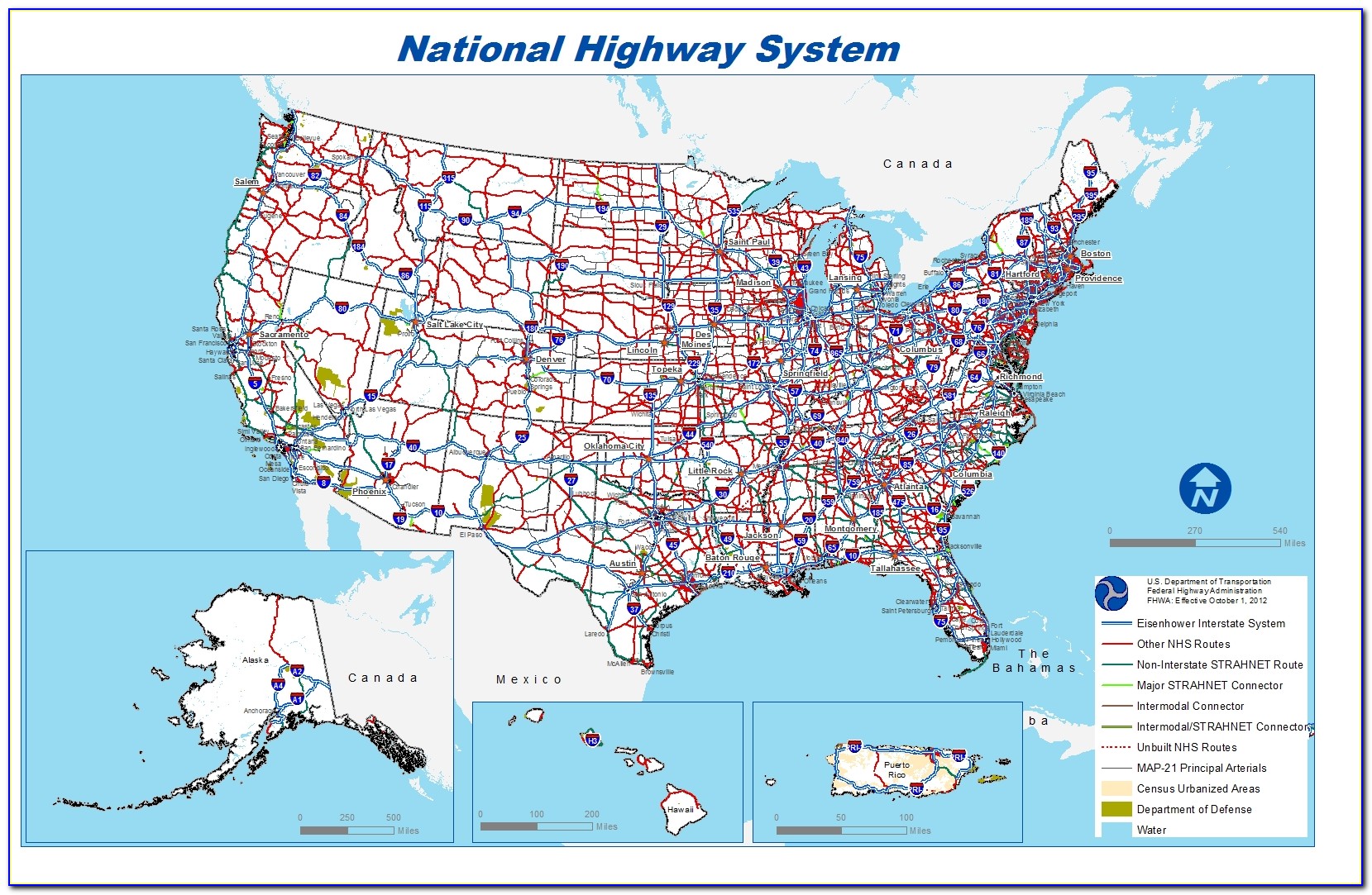 Printable Us Map With Interstates