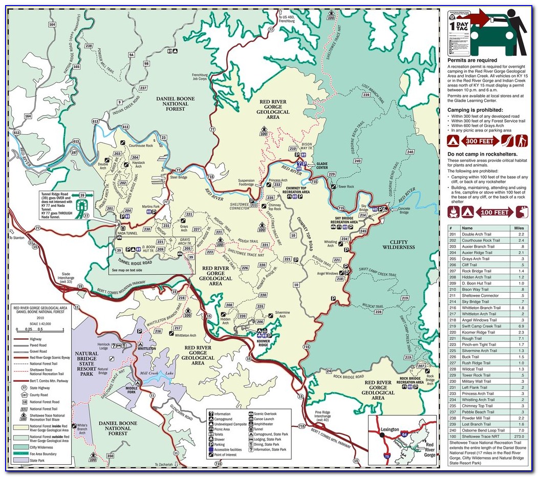 Red River Gorge Auxier Ridge Trail Map