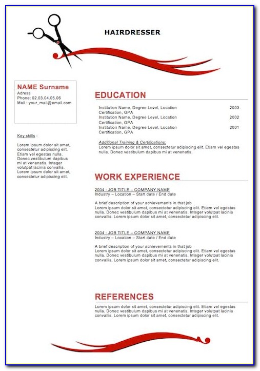Resume Templates Cosmetology Student