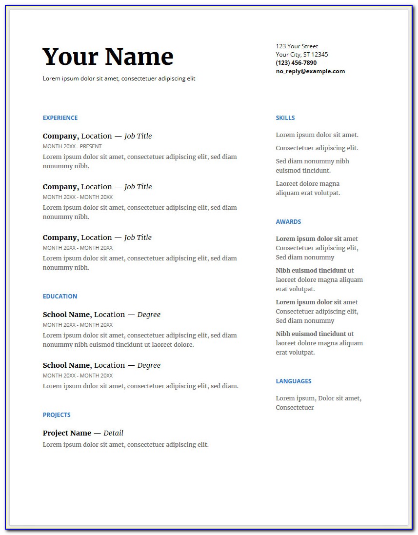 Resume Templates For Word 2003
