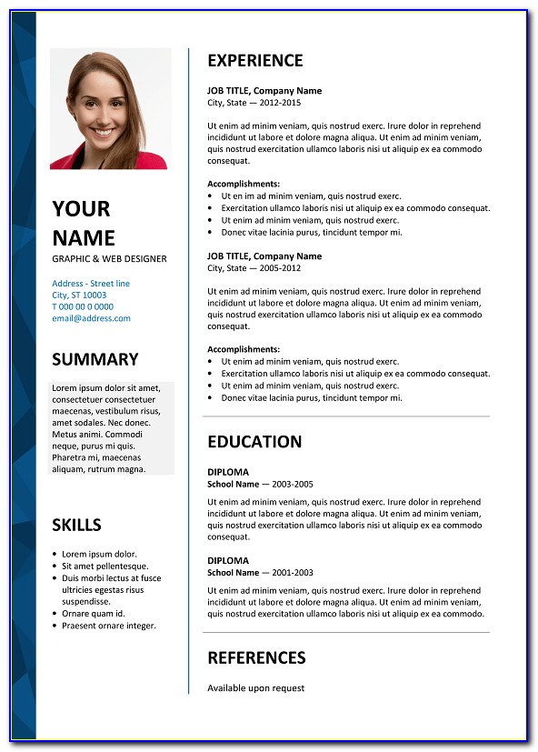 Resume Templates For Word Free