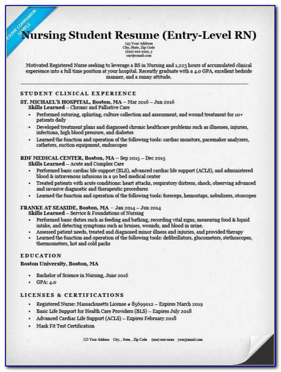 Resumes For Nurses With Experience