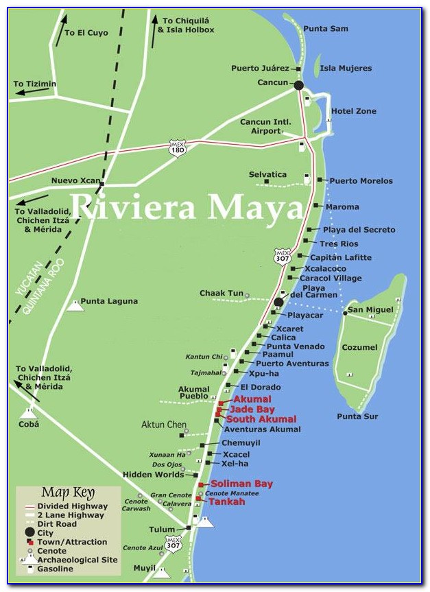Riviera Maya All Inclusive Resorts Map