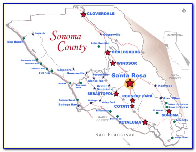 Road Map Sonoma County Ca