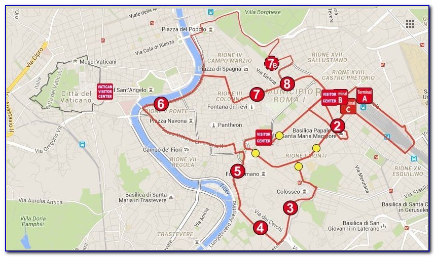 Rome Hop On Hop Off Bus Route Map 110