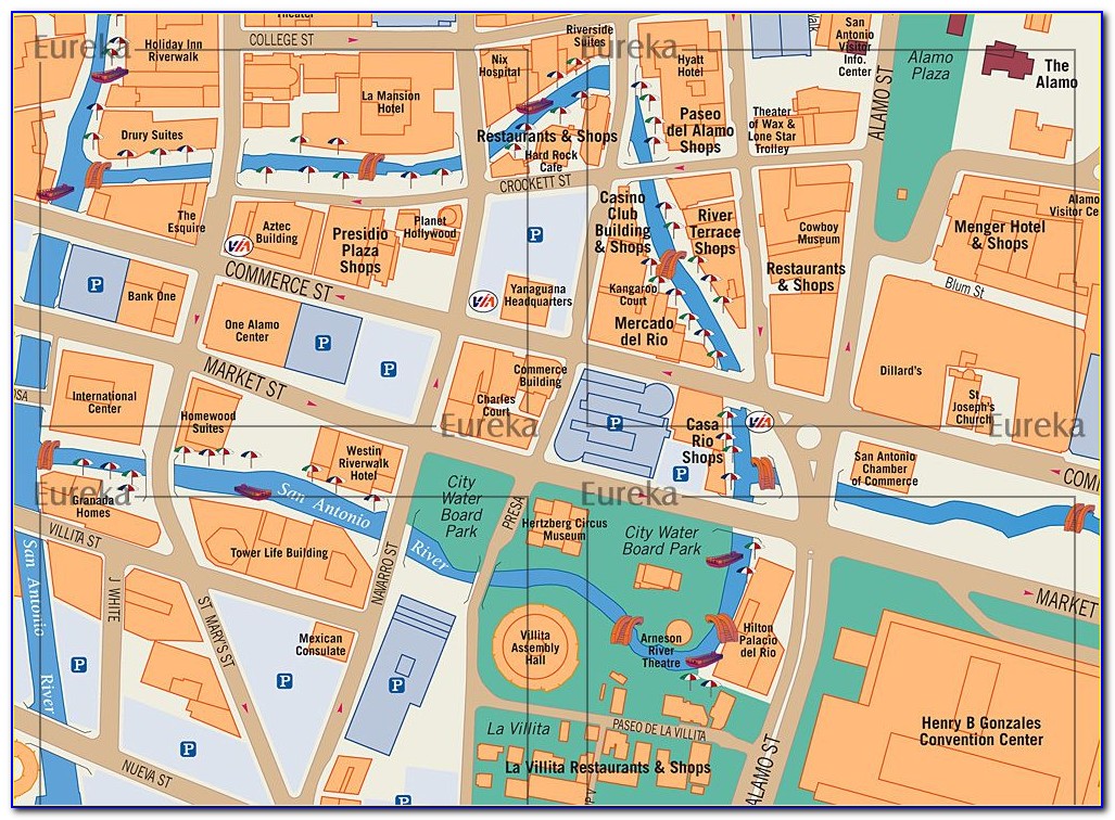 San Antonio Riverwalk Map Of Hotels