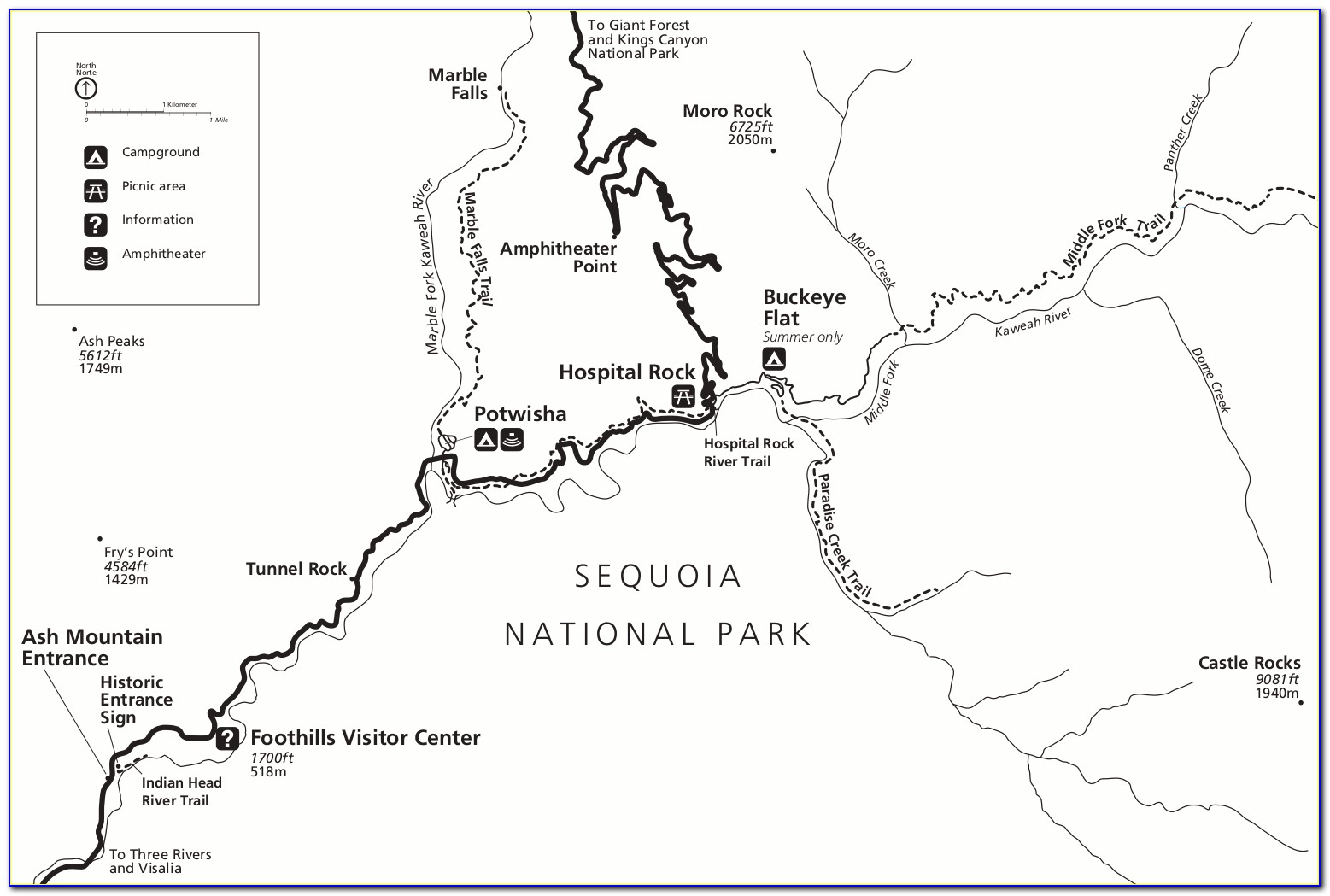 Sequoia National Park Congress Trail Map