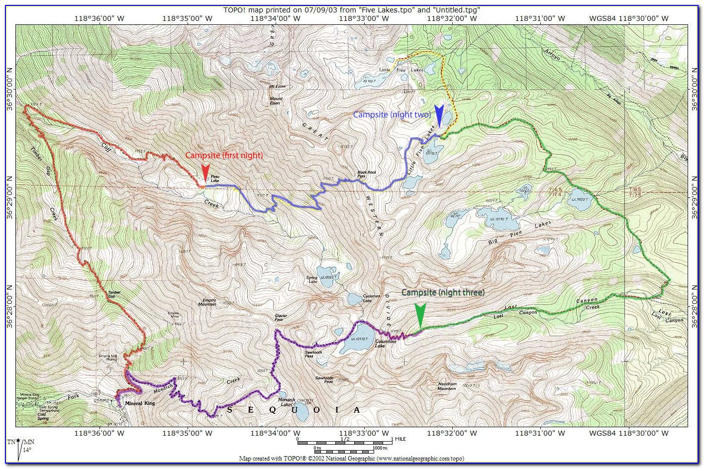 Sequoia National Park Hiking Map Pdf