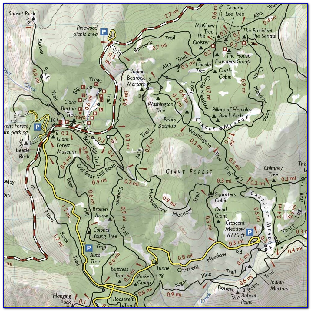 Sequoia National Park Hiking Map