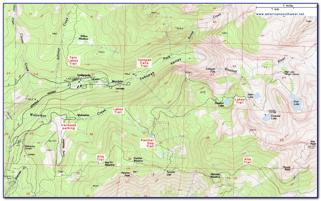 Sequoia National Park Hiking Trail Map