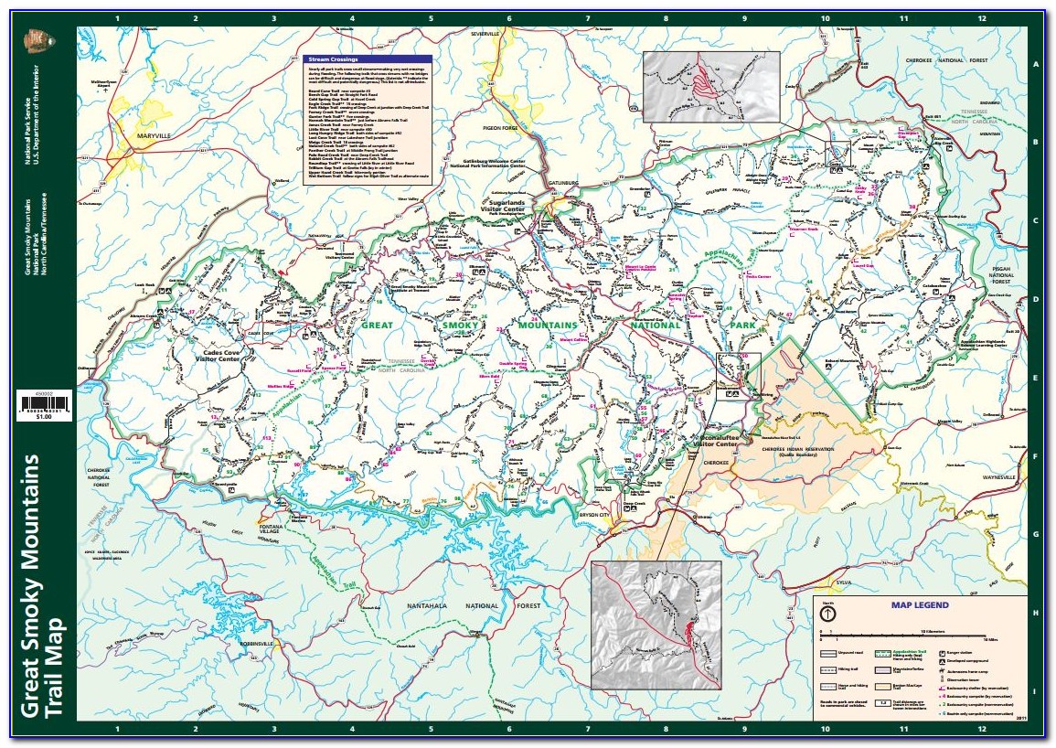 Smoky Mountain National Park Hiking Map