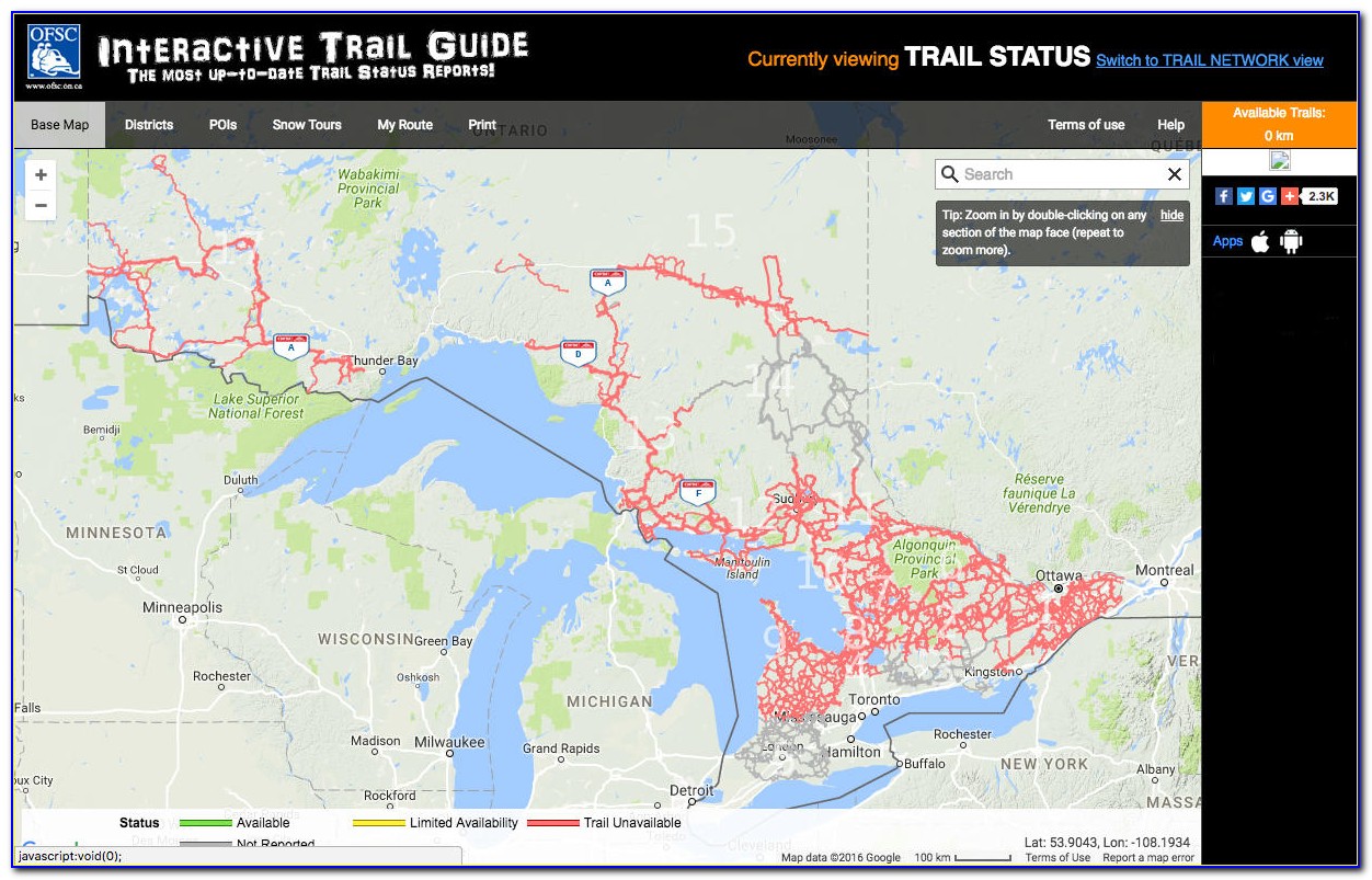 Snowmobile Trail Maps Ontario Canada
